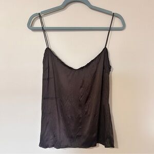 ELIE TAHARI Brown Silk Satin Charmeuse Camisole Tank Top, Size M